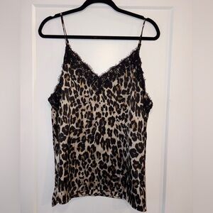 BP. Leopard Print Cami Top with Lace Trim